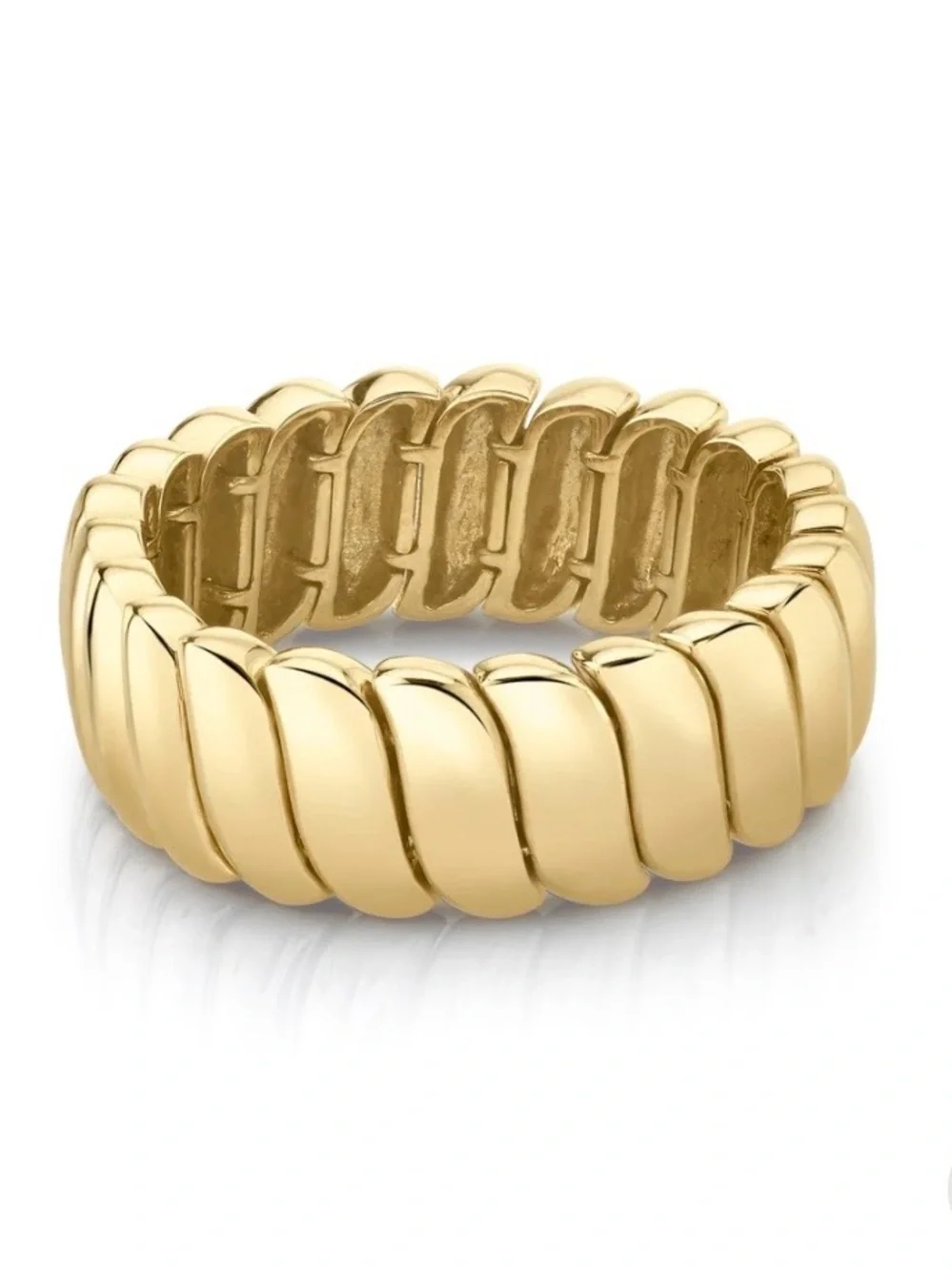 NEW 18K Gold Plated Textured Layer Ring Sculpted Band Ring
